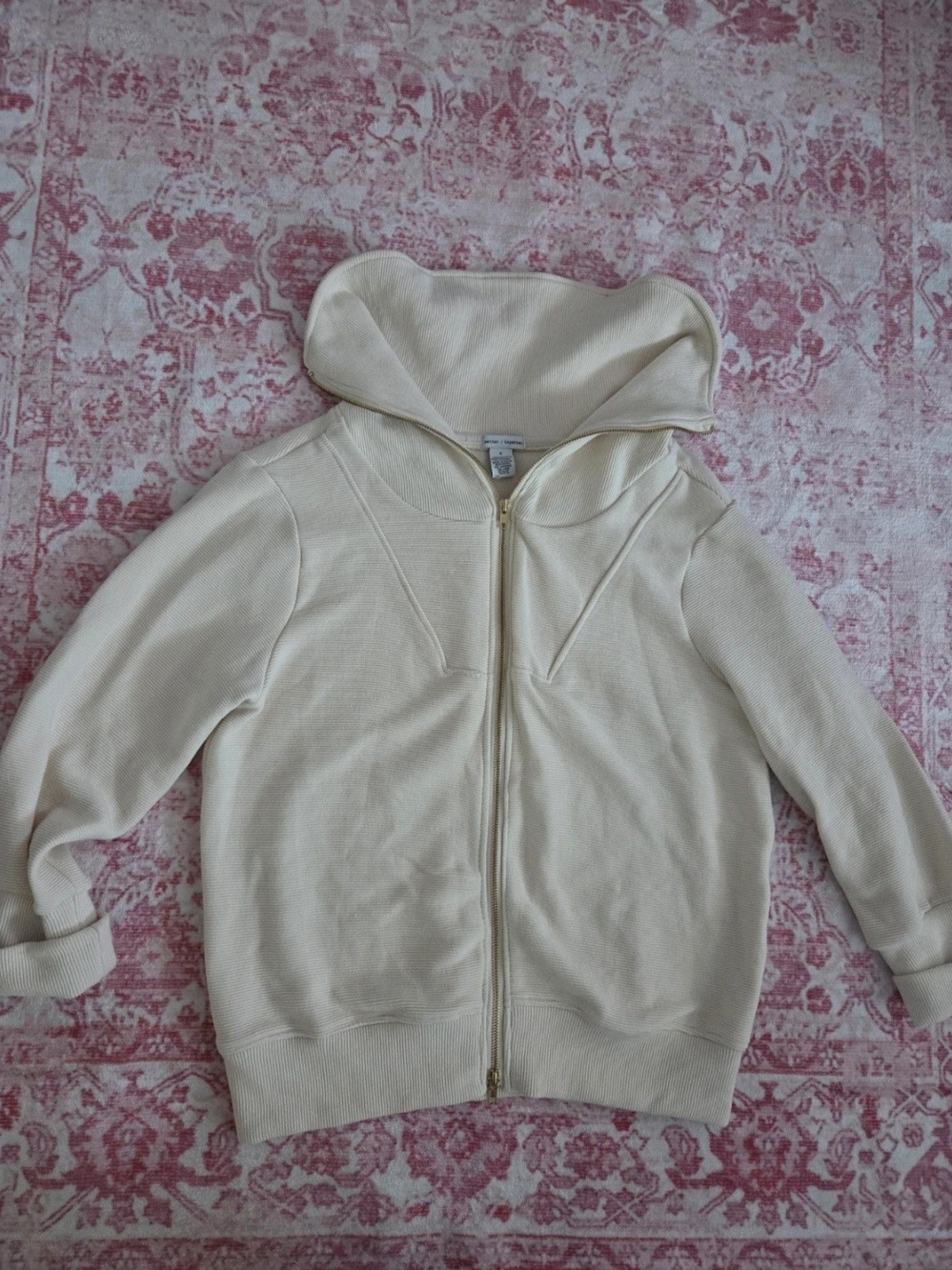 Cream Zip-Up Hoodie Jacket